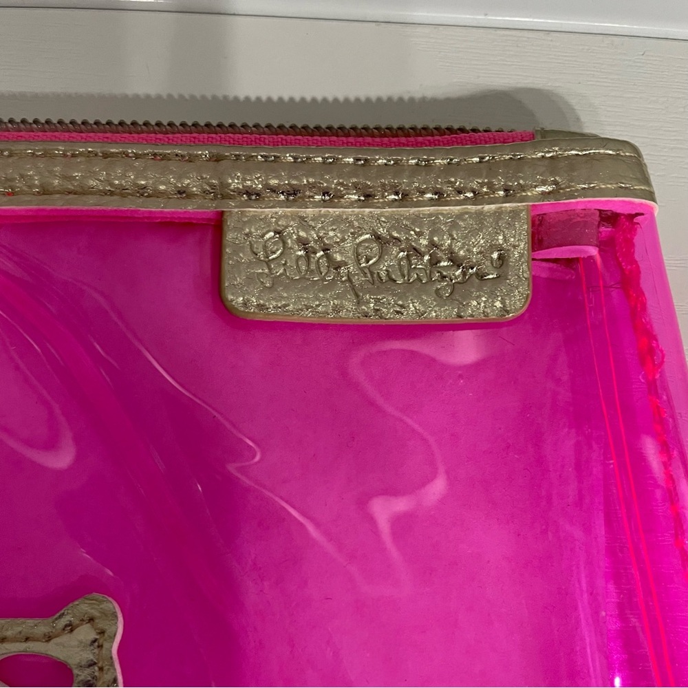 NWOT! Lilly Pulitzer PVC Jelly Pouch in Havana Pink with Gold Shell Acce… - Picture 5 of 5
